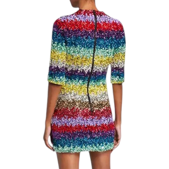 ALICE + OLIVIA Inka Rainbow Sequin Dress - Picture 5 of 7
